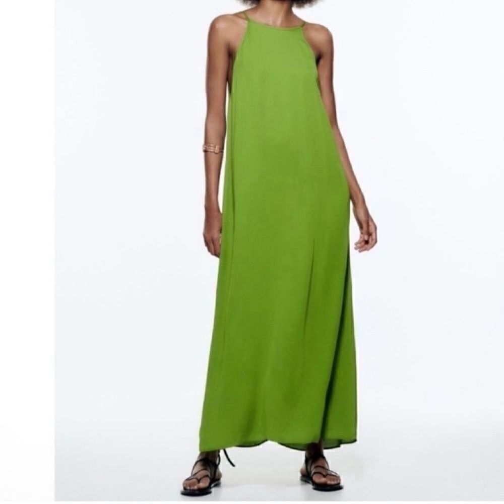 Zara Green MIDI Sleeveless Dress(Size Medium)